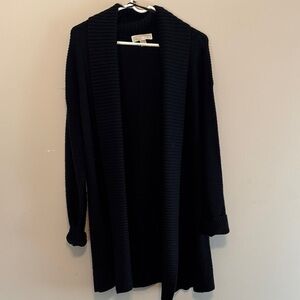 Michael Kors Black Open-Front Long Knit Cardigan
